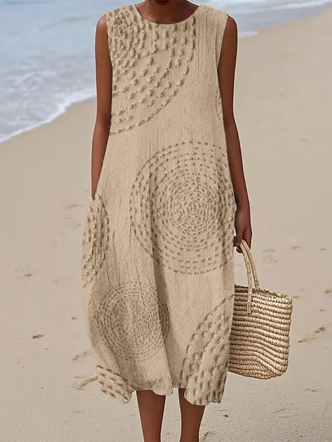 Maëlle | Robe Longue Sans Manches à Motif Texturé