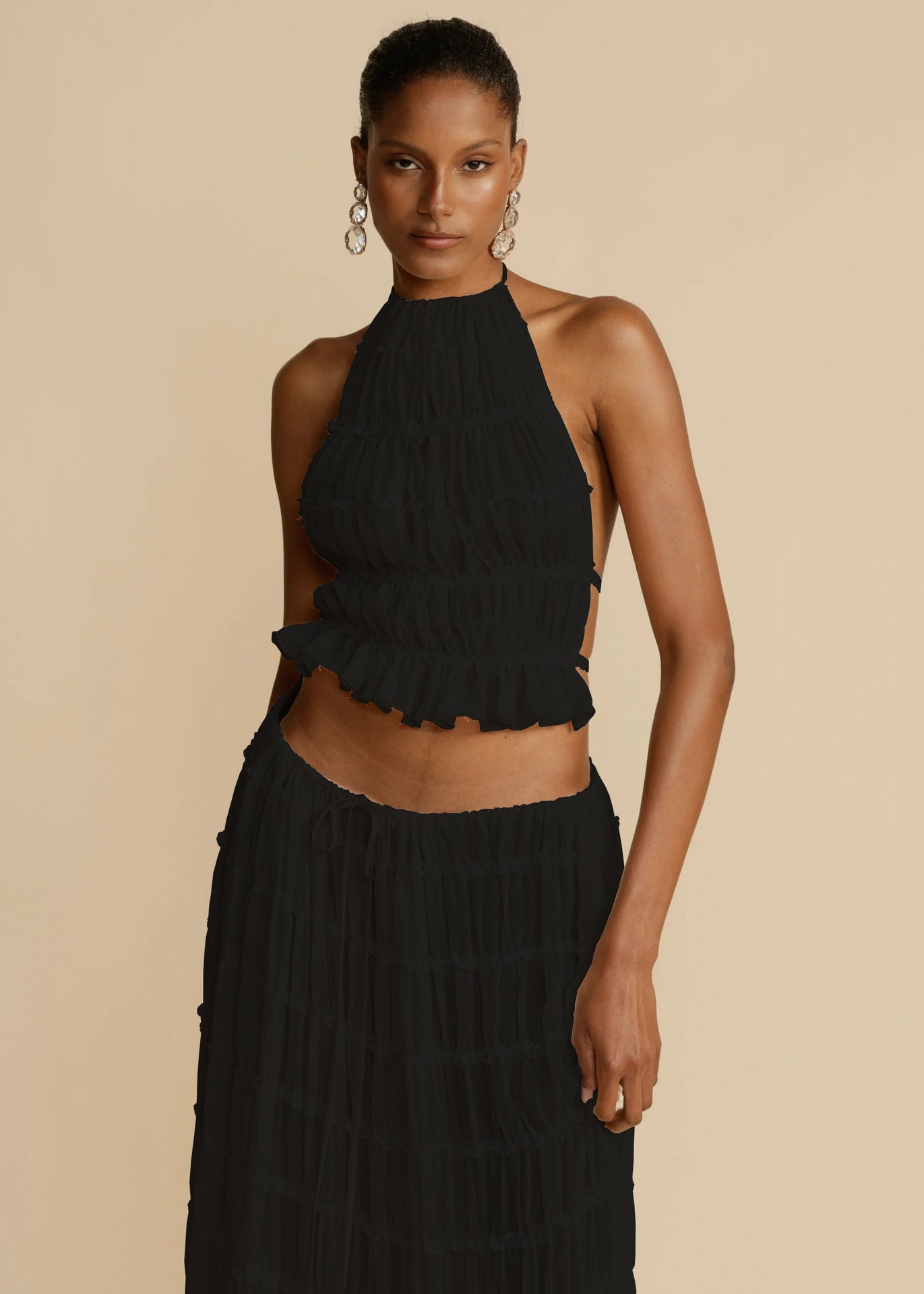 SAONA ENSEMBLE BOHÈME PLISSÉ À TAILLE HAUTE