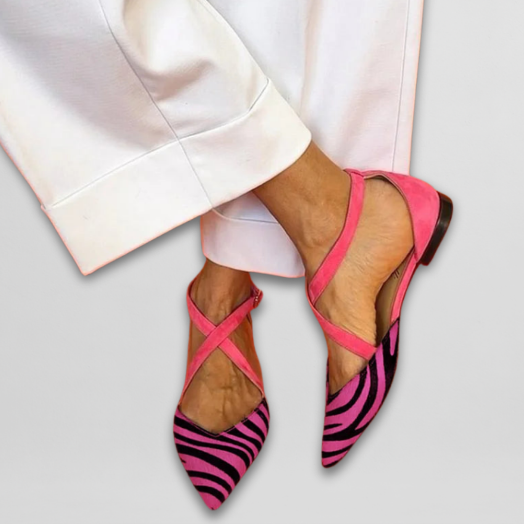 Véronique | Chaussures zébrées à brides roses