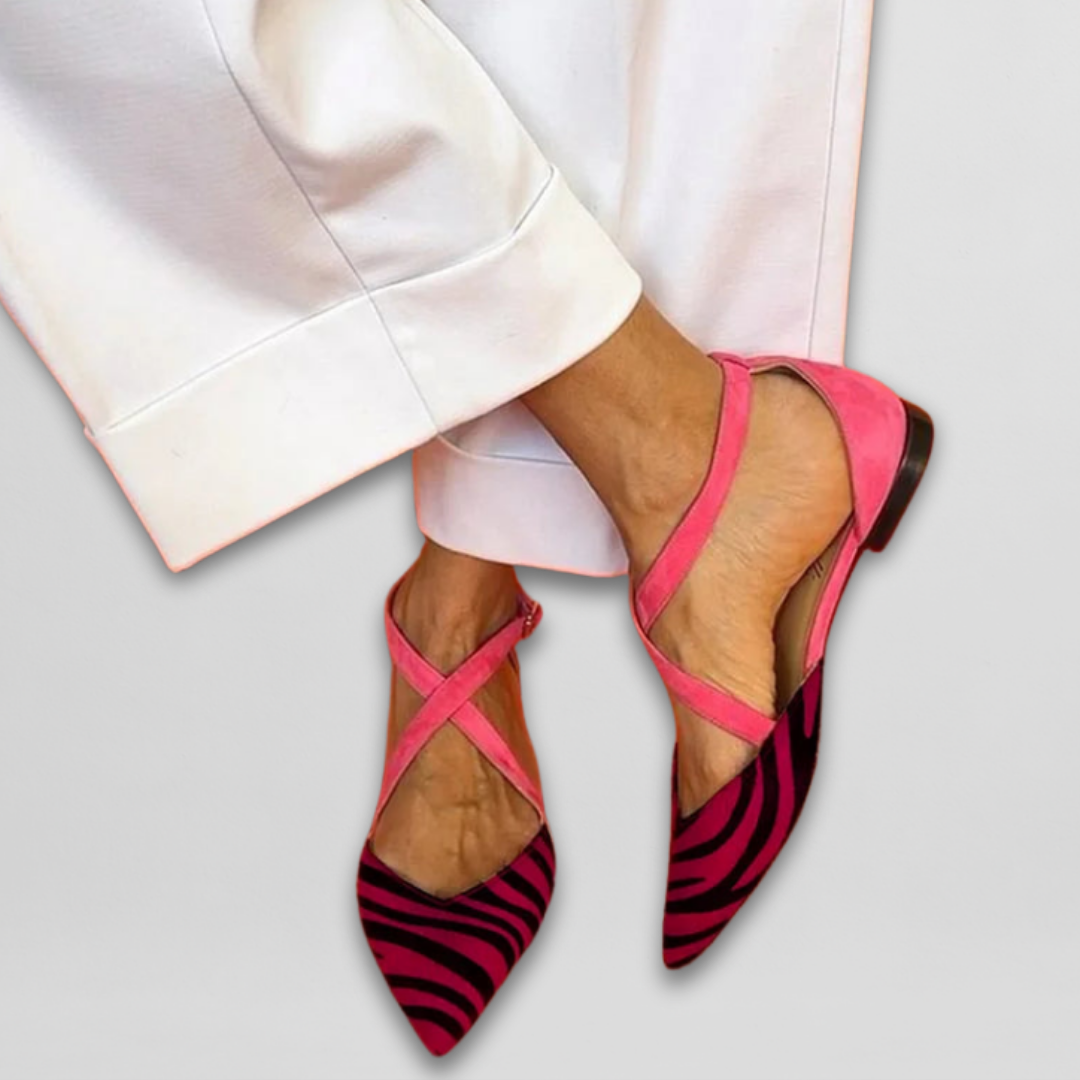 Véronique | Chaussures zébrées à brides roses