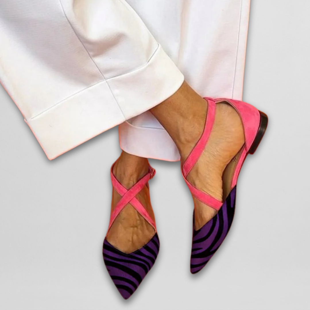 Véronique | Chaussures zébrées à brides roses