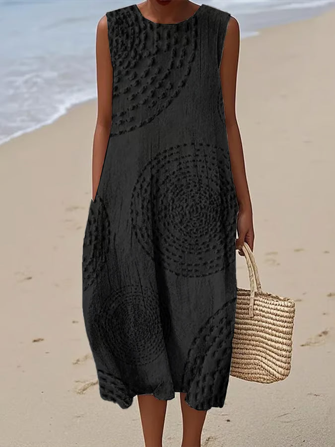 Maëlle | Robe Longue Sans Manches à Motif Texturé