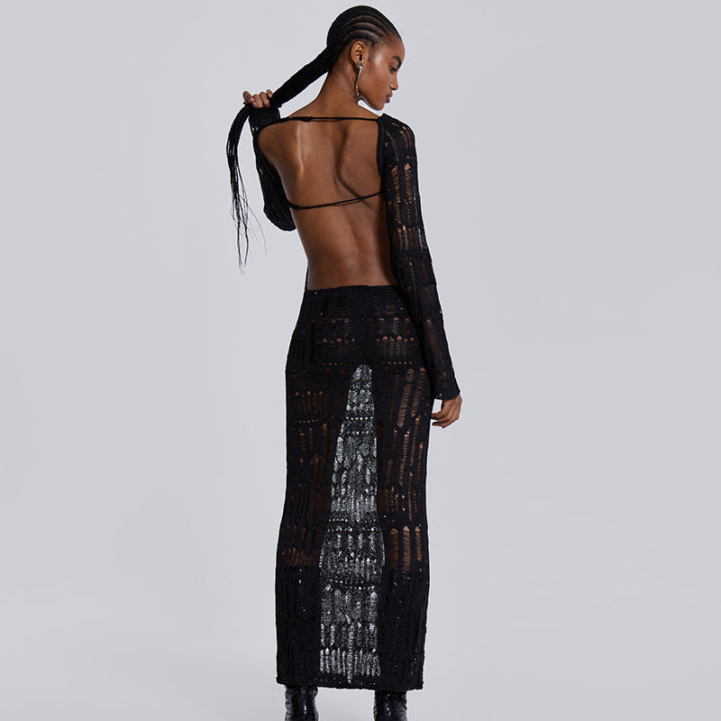 NOEMIE ROBE LONGUE AJOUREÉ DOS NU
