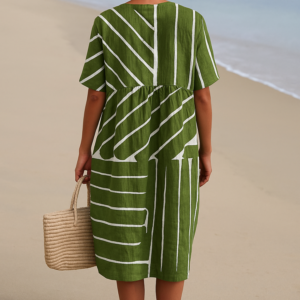 Yana | Robe verte à motif géométrique