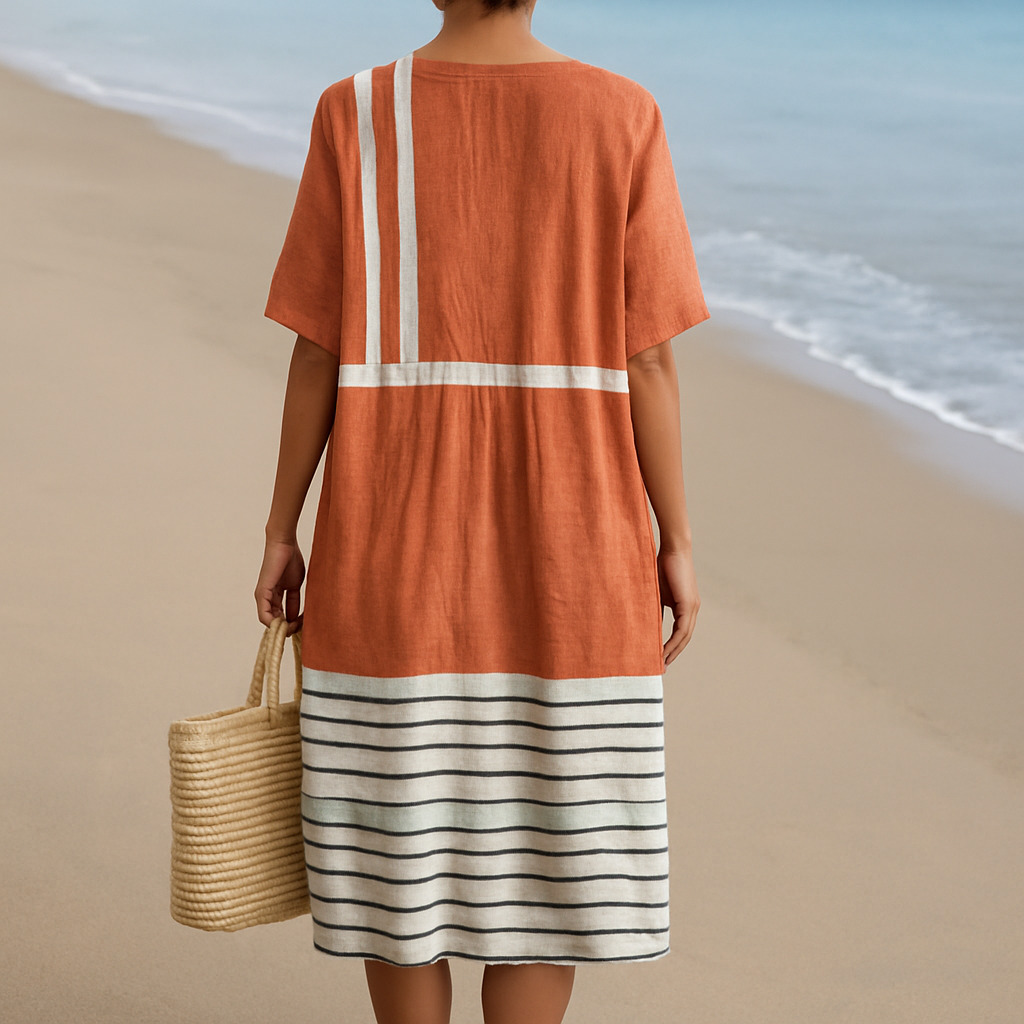 Mara | Robe terracotta à rayures graphiques