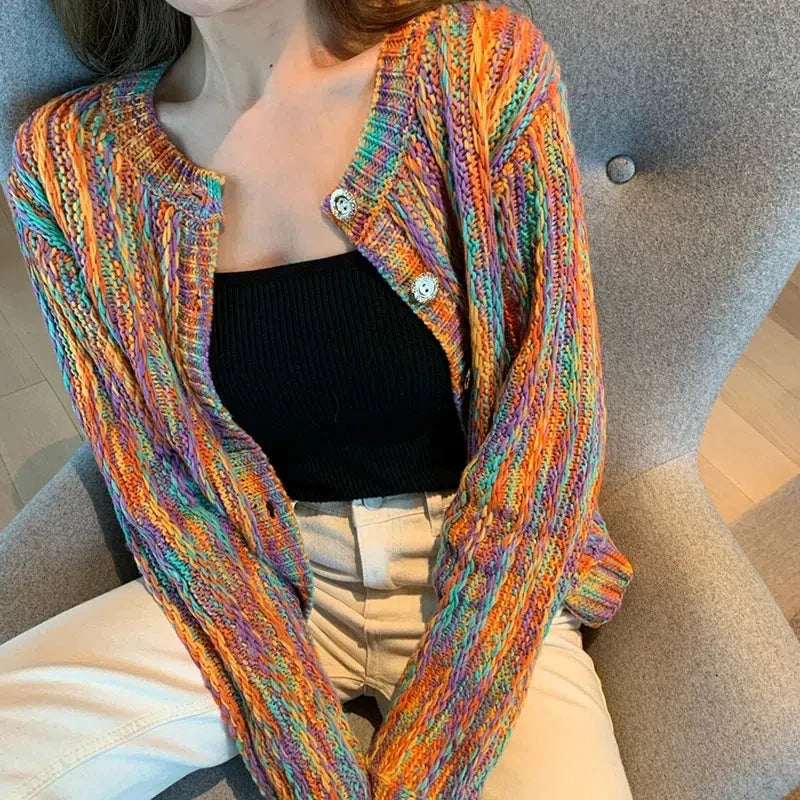 Apolline | Gilet multicolore torsadé