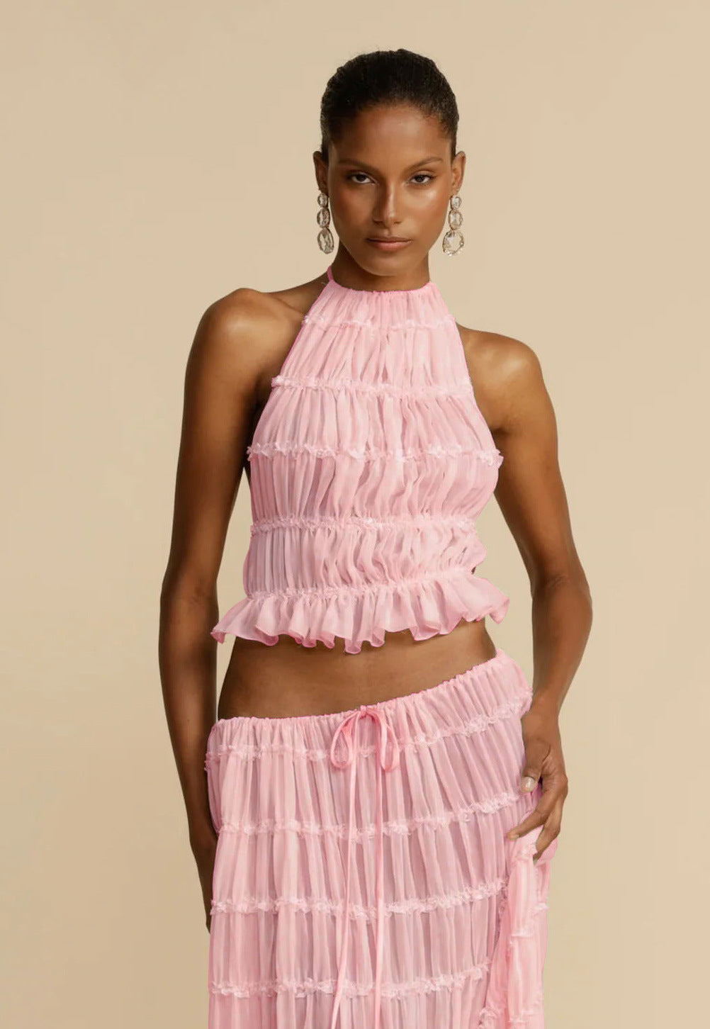 SAONA ENSEMBLE BOHÈME PLISSÉ À TAILLE HAUTE