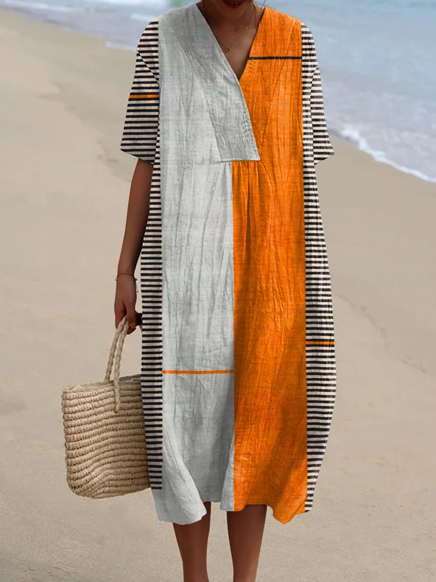 Élina | Robe Géométrique Rayée