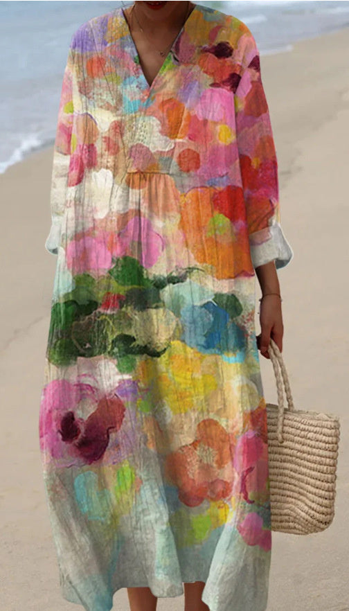Lina | Robe Fluide Effet Aquarelle