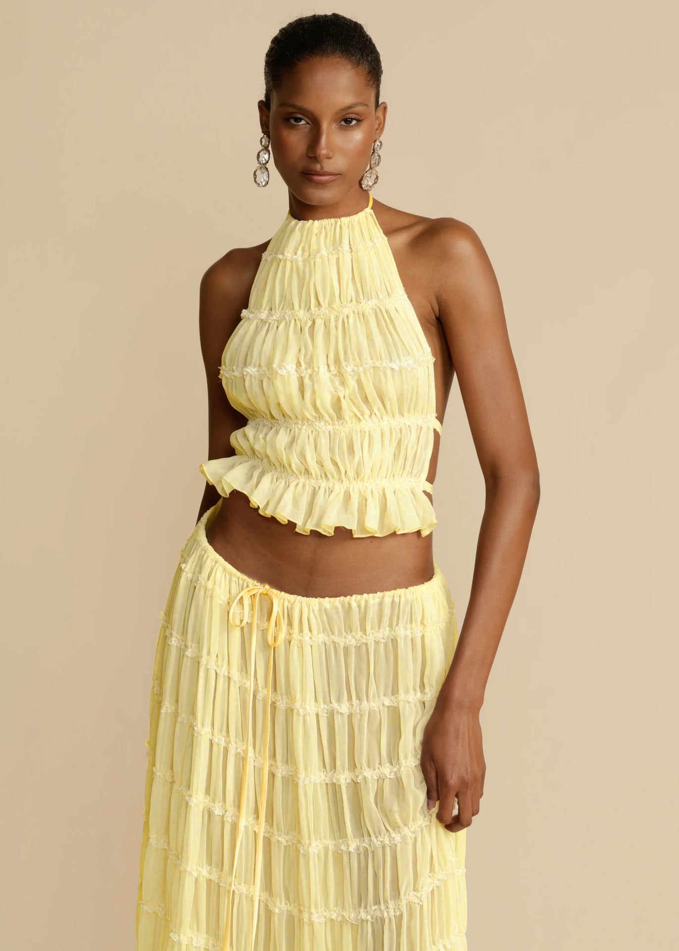 SAONA ENSEMBLE BOHÈME PLISSÉ À TAILLE HAUTE