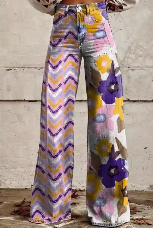 Mireille | Pantalon fleuri asymétrique