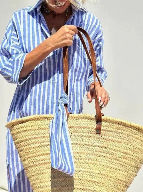 Éliane | Robe rayée à col