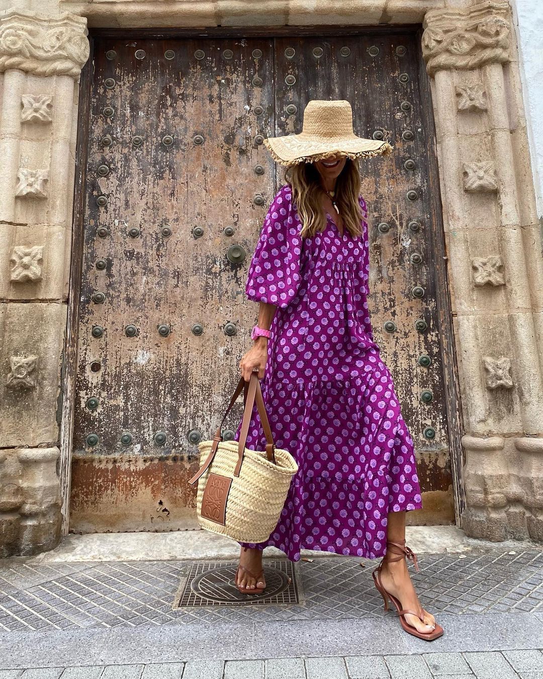 Maya | Robe longue violette à imprimé floral
