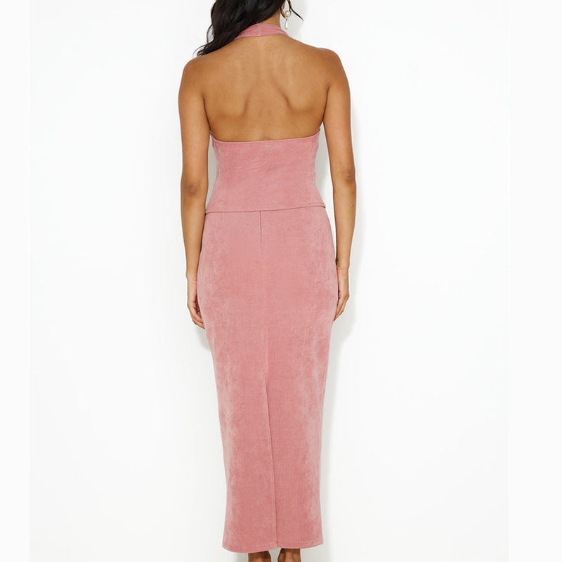 ELINA ENSEMBLE ROSE POUDRÉ AVEC DÉTAIL FLORAL