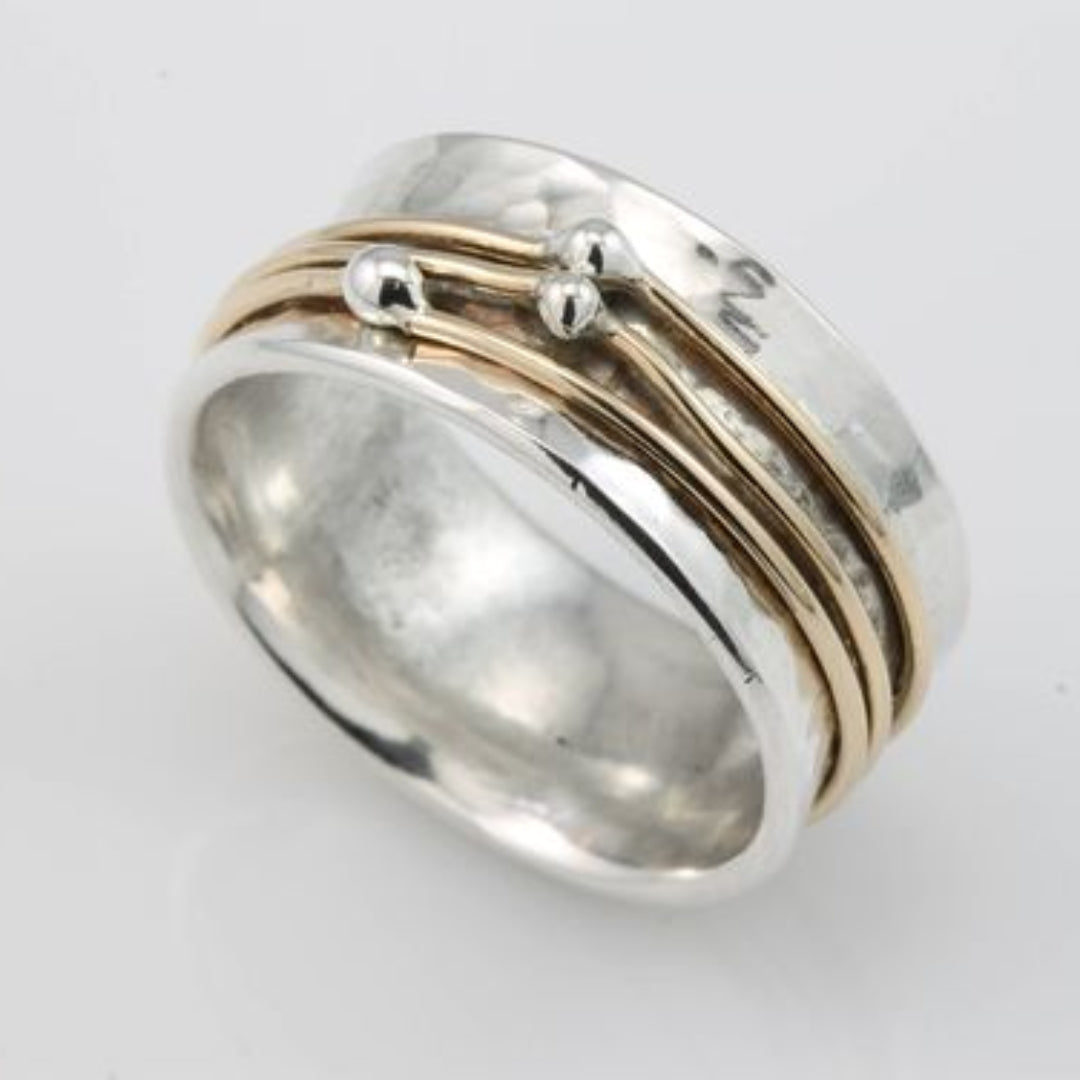 Shine - Bague en argent avec finition dorée vintage