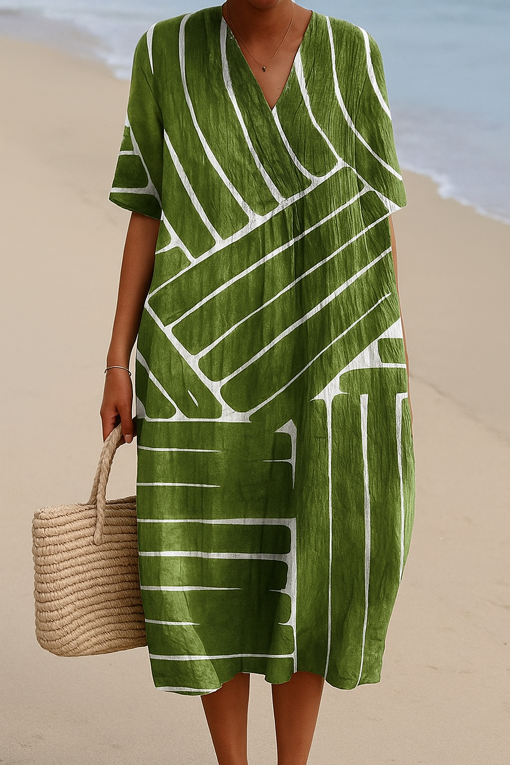 Yana | Robe verte à motif géométrique