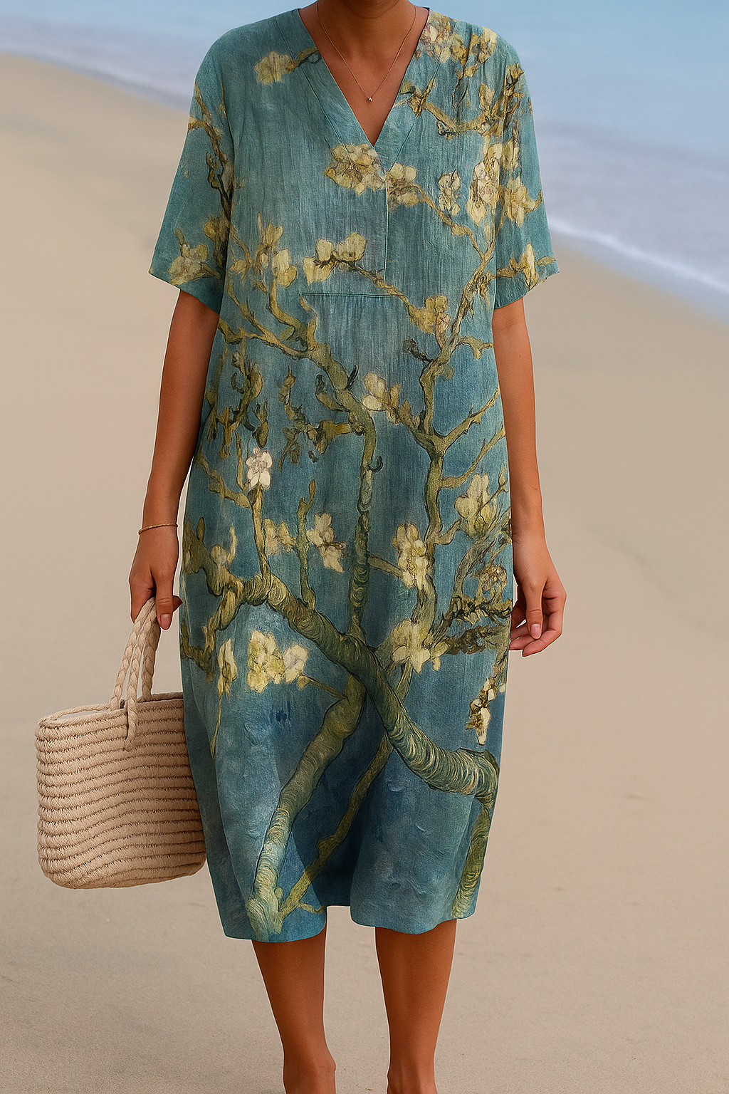 ALMONDE | Robe bleu-vert à imprimé fleuri