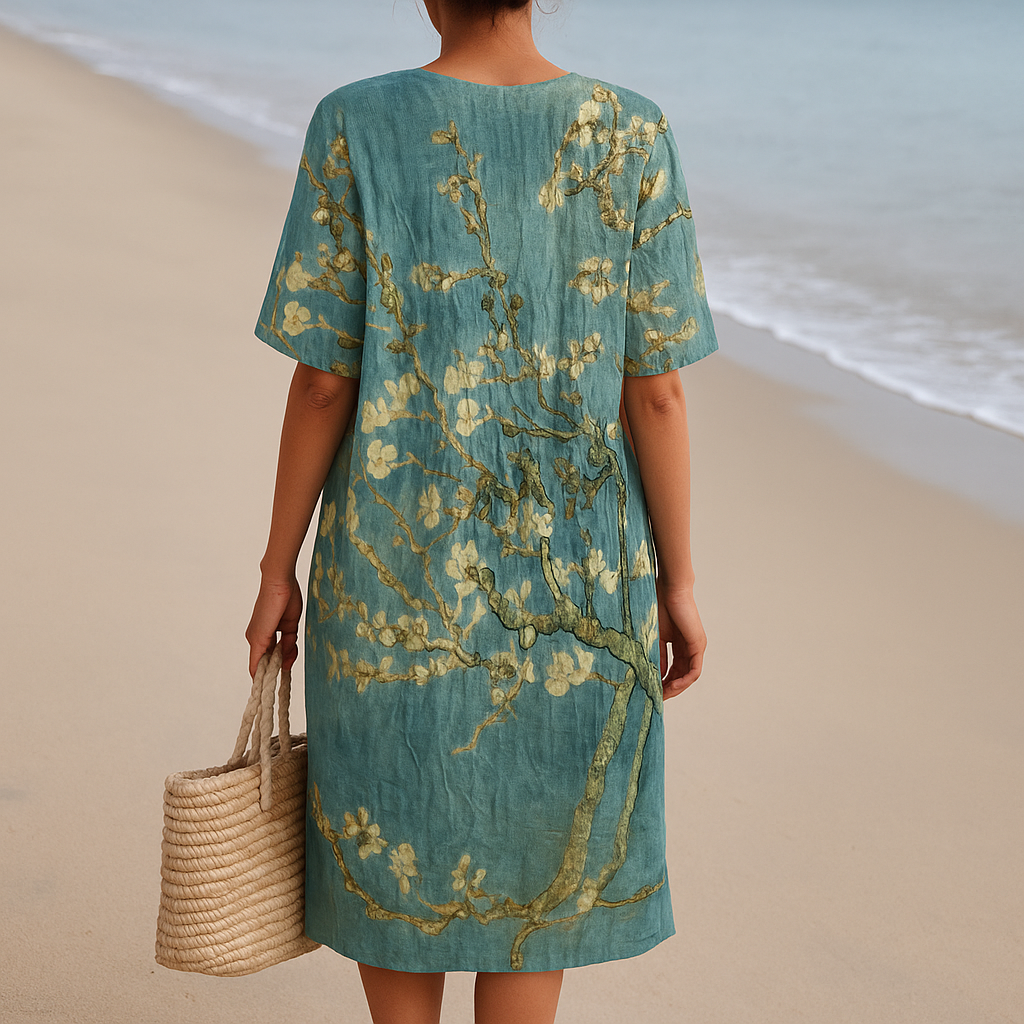 ALMONDE | Robe bleu-vert à imprimé fleuri