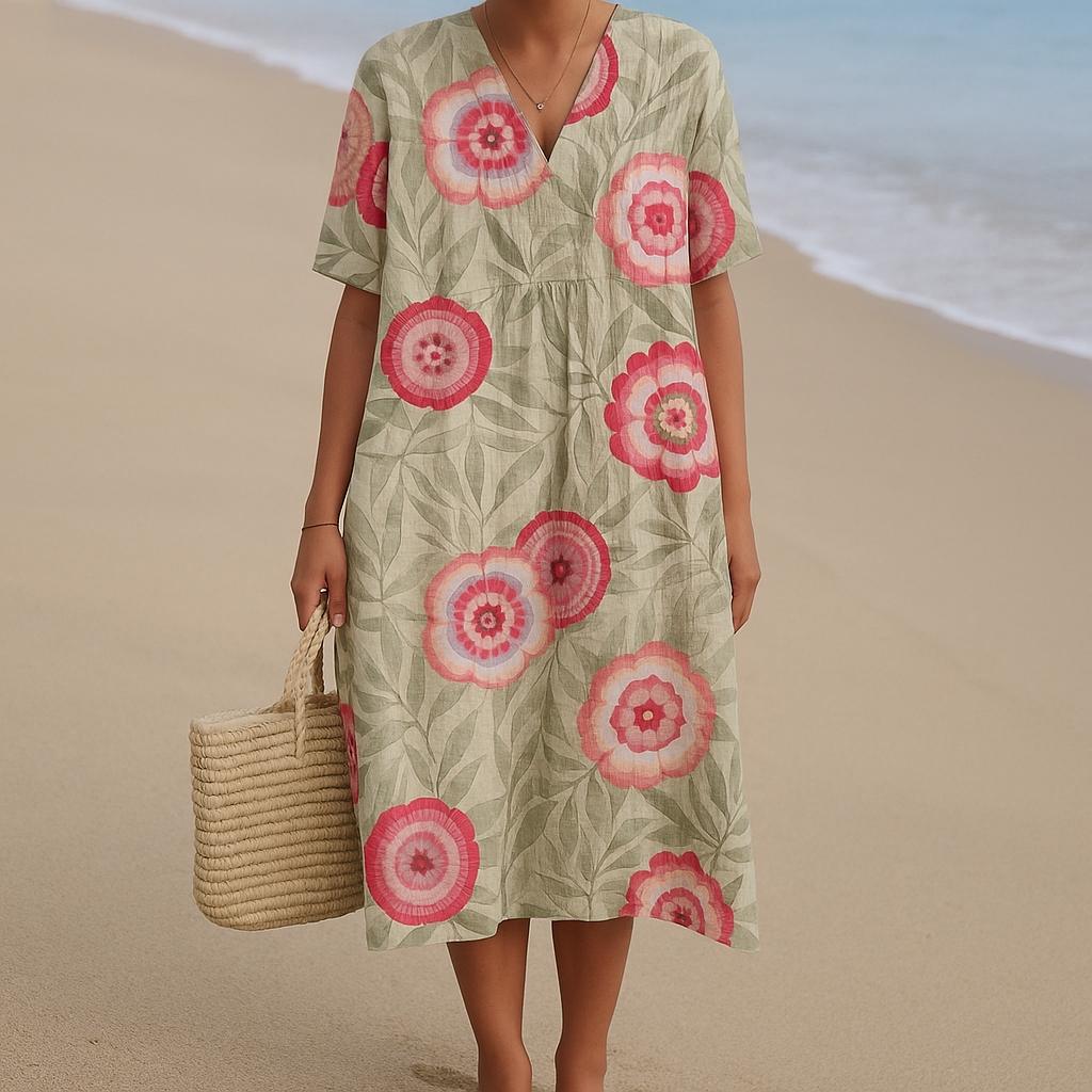 Félice | Robe feuillage et fleurs mandala