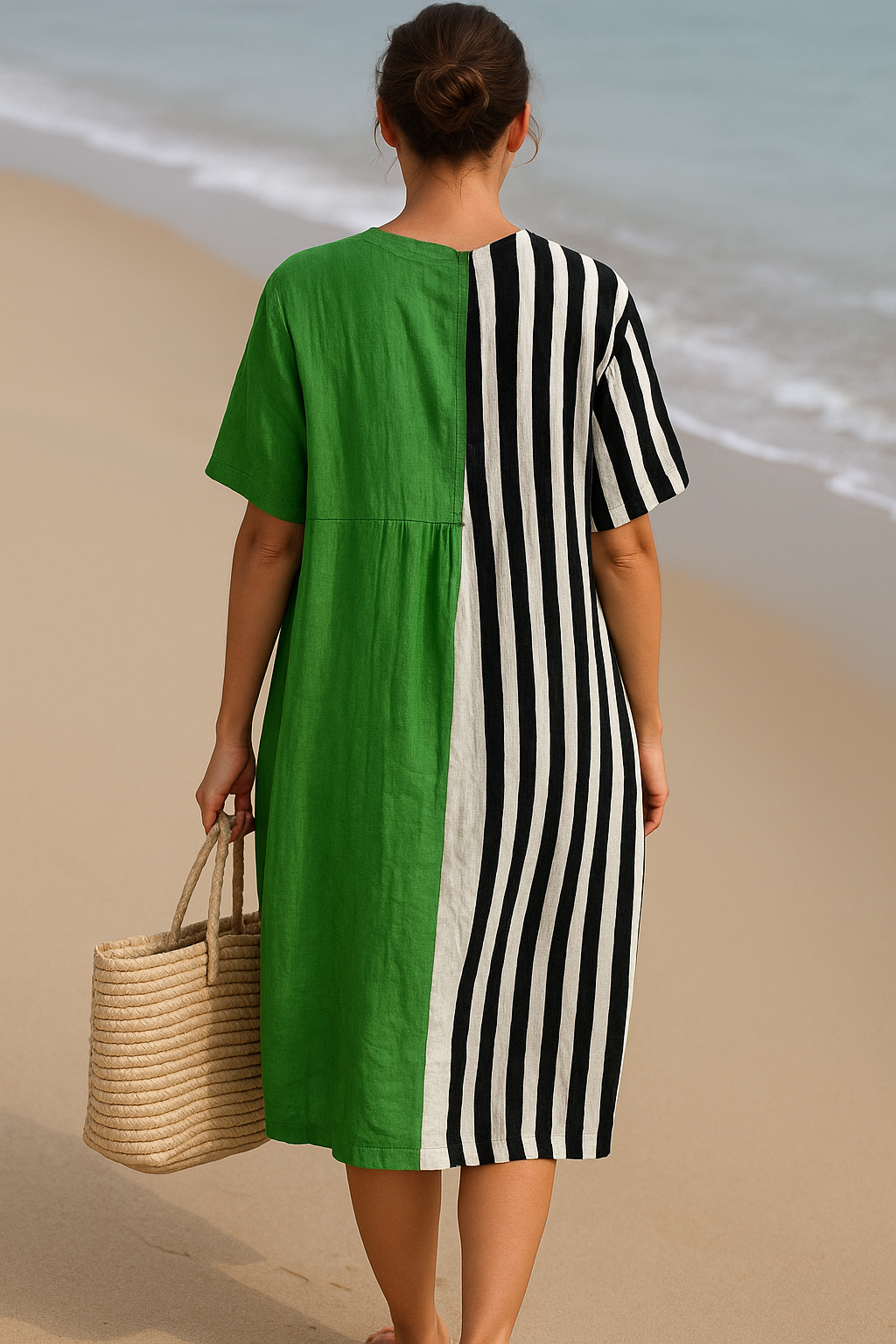 Iris | Robe vert vif à rayures noires