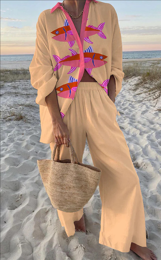 Evalisse™ | Ensemble de linge avec imprimé de poisson rose