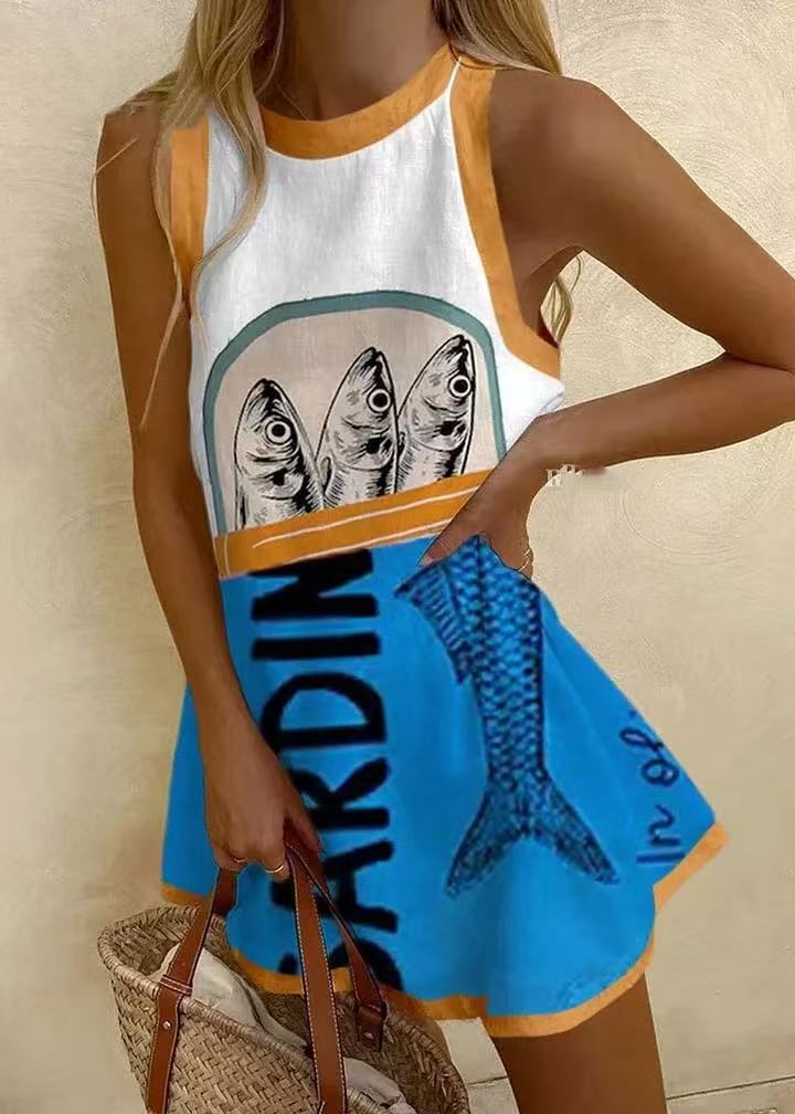 Isoria™ | Mini robe à imprimé bleu