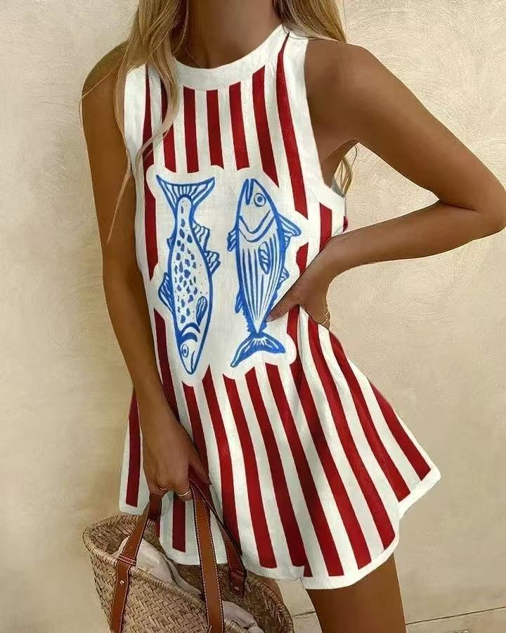 Delara™ | Robe mini avec imprimé de poissons
