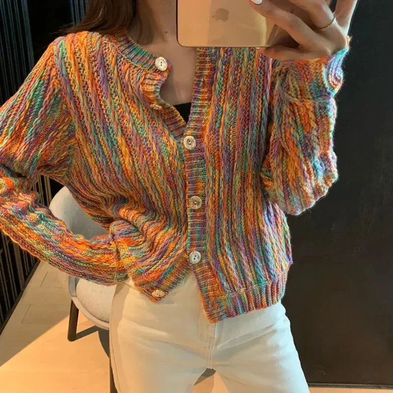 Apolline | Gilet multicolore torsadé