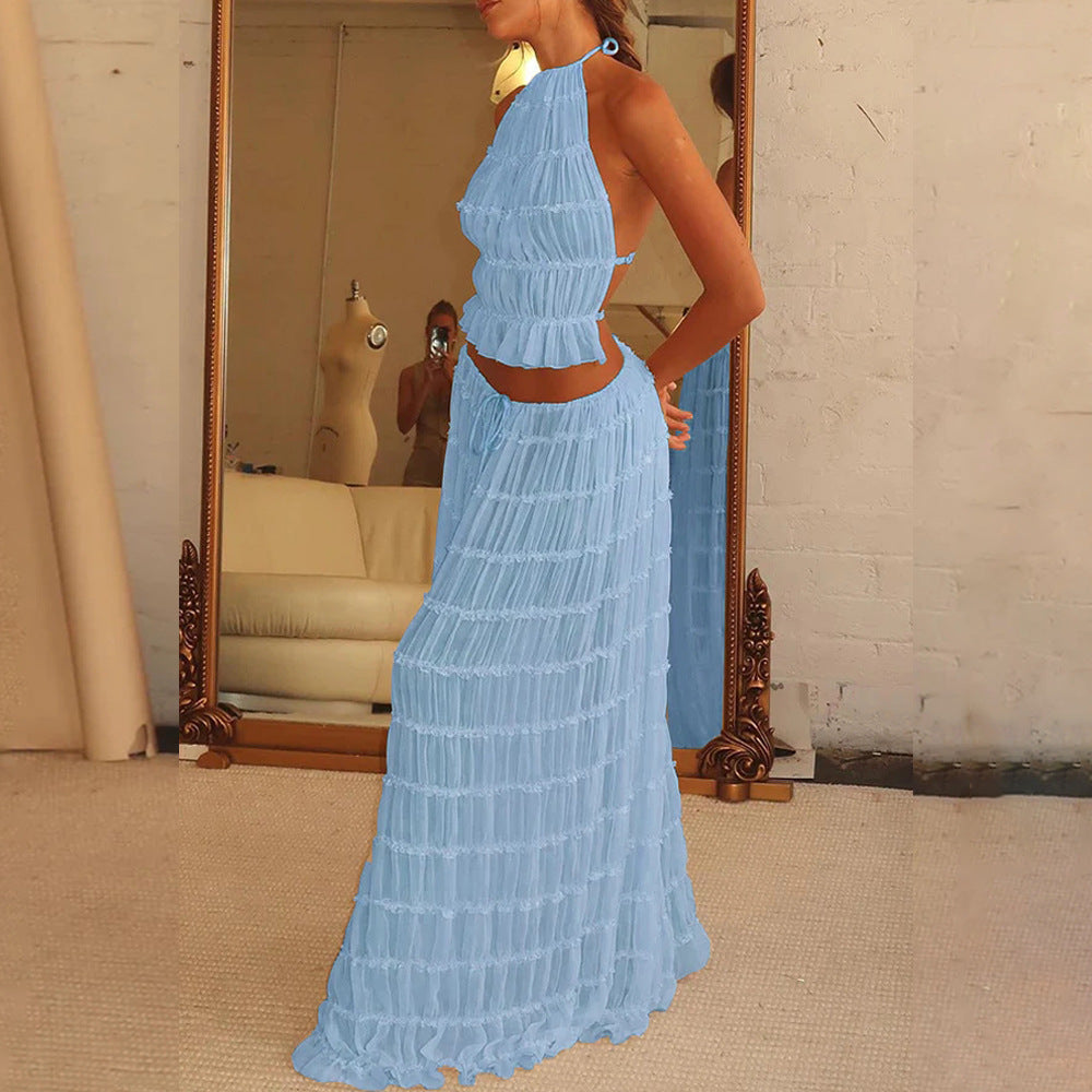 SAONA ENSEMBLE BOHÈME PLISSÉ À TAILLE HAUTE