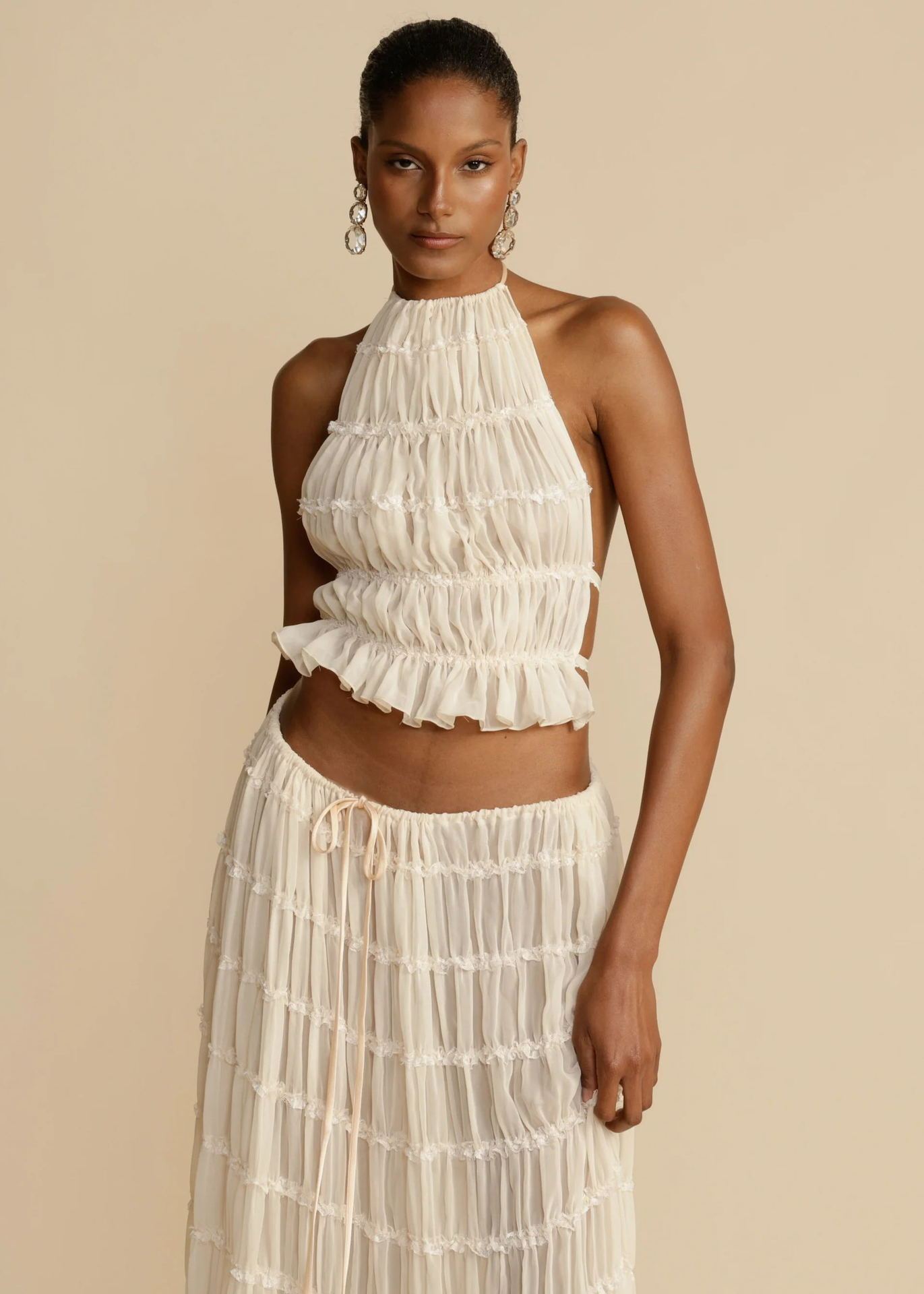 SAONA ENSEMBLE BOHÈME PLISSÉ À TAILLE HAUTE