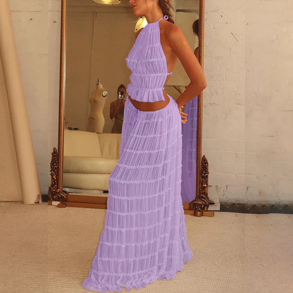 SAONA ENSEMBLE BOHÈME PLISSÉ À TAILLE HAUTE