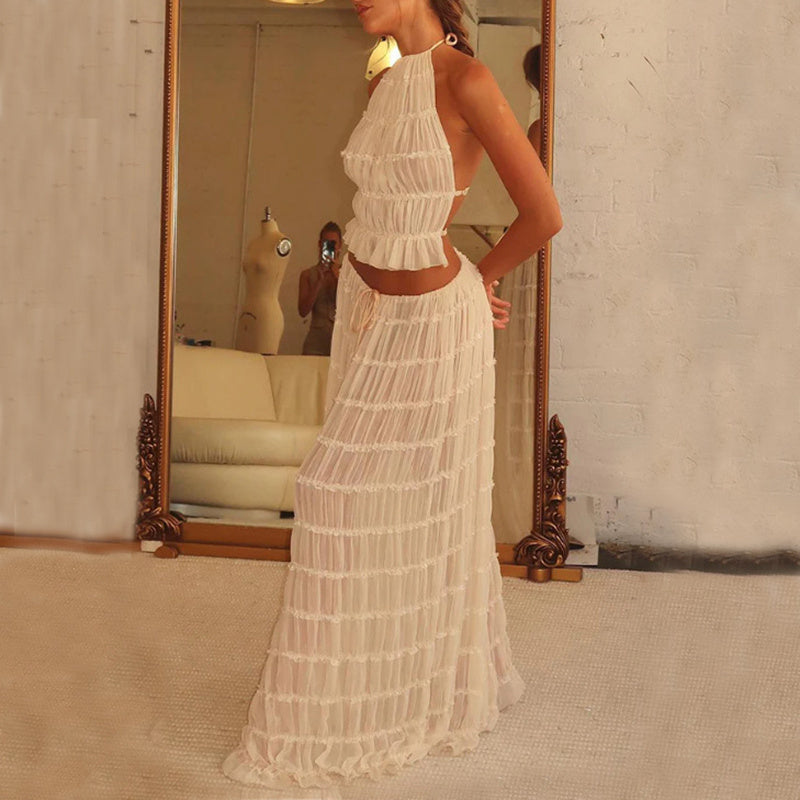 SAONA ENSEMBLE BOHÈME PLISSÉ À TAILLE HAUTE