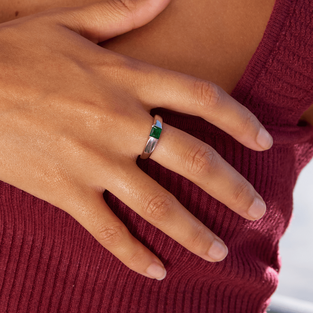 Bague Ember en Argent & Émeraude