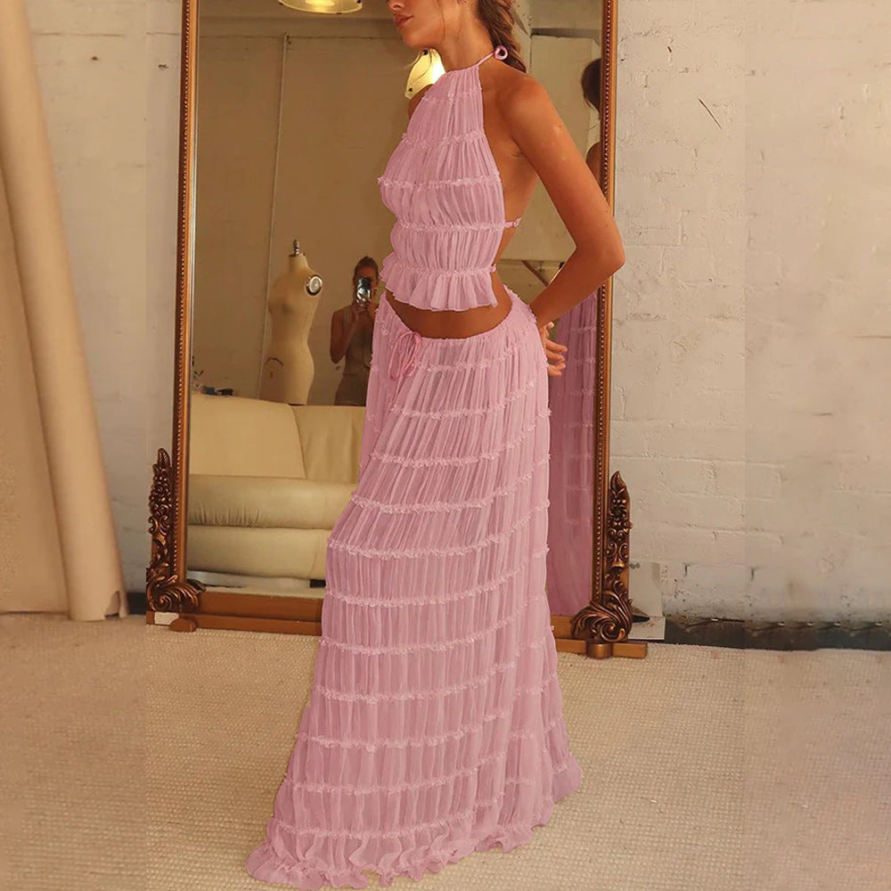 SAONA ENSEMBLE BOHÈME PLISSÉ À TAILLE HAUTE