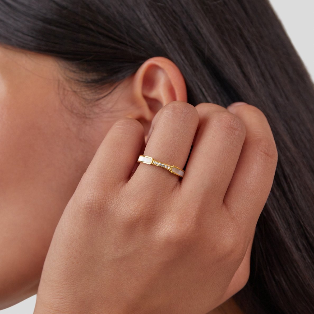 Unité - Bague en perles et cristaux