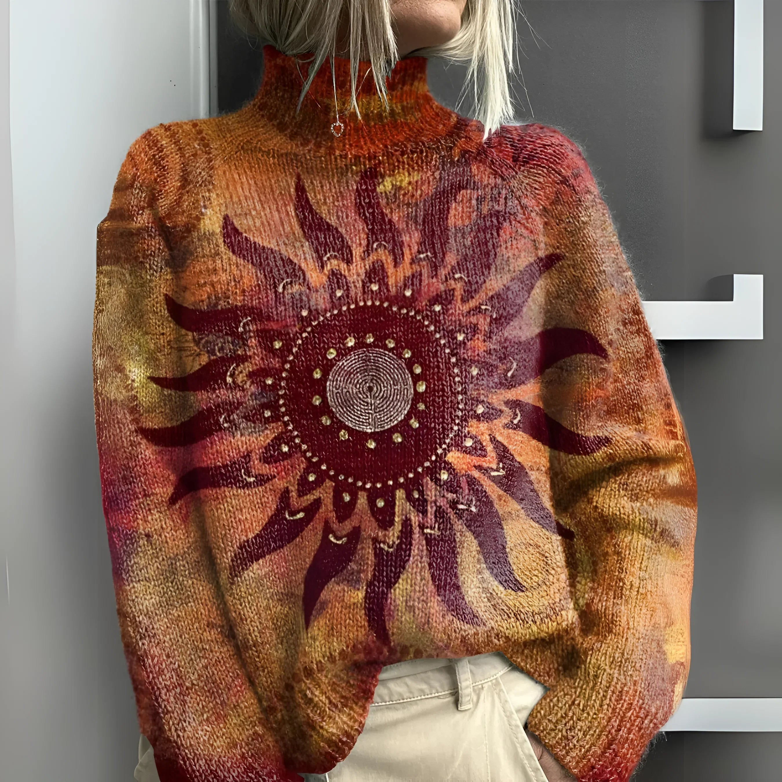 Isolde | Pull motif soleil flamboyant