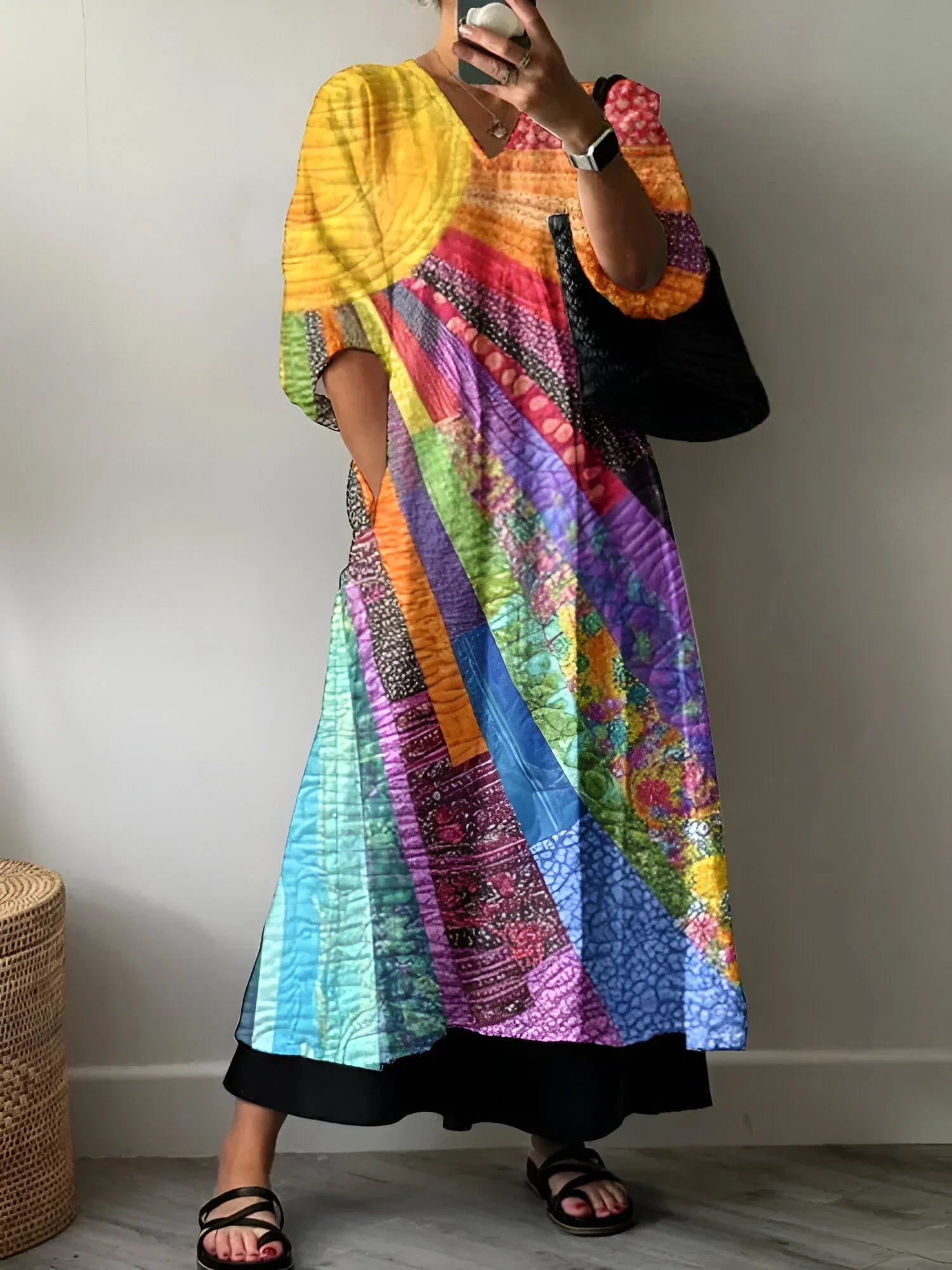 Ophélie | Robe longue patchwork ensoleillé